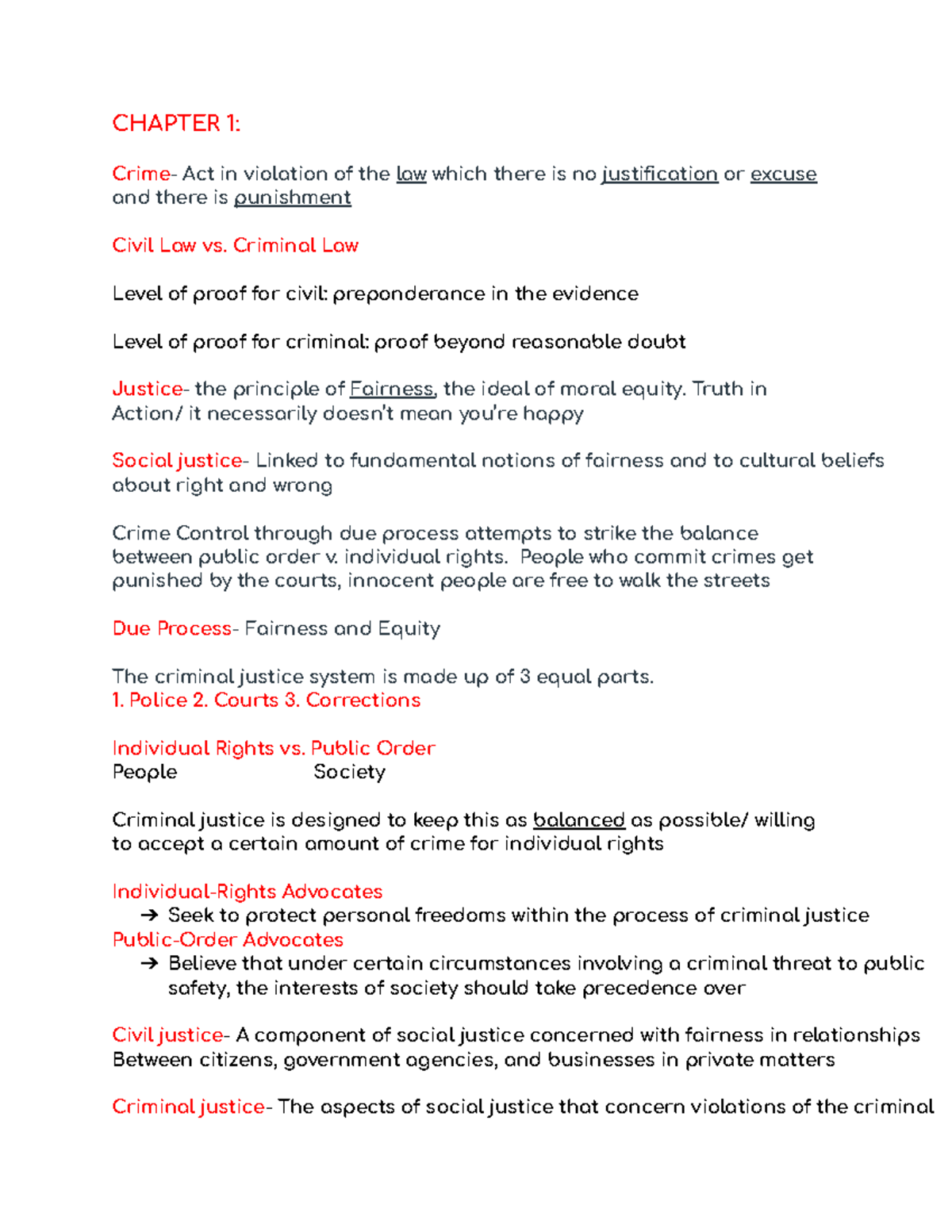 Criminal Justice Notes - CHAPTER 1: Crime- Act In Violation Of The Law ...