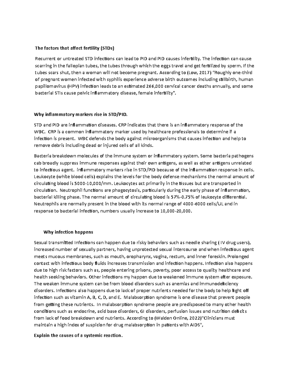 Case study Analysis - The factors that affect fertility (STDs ...