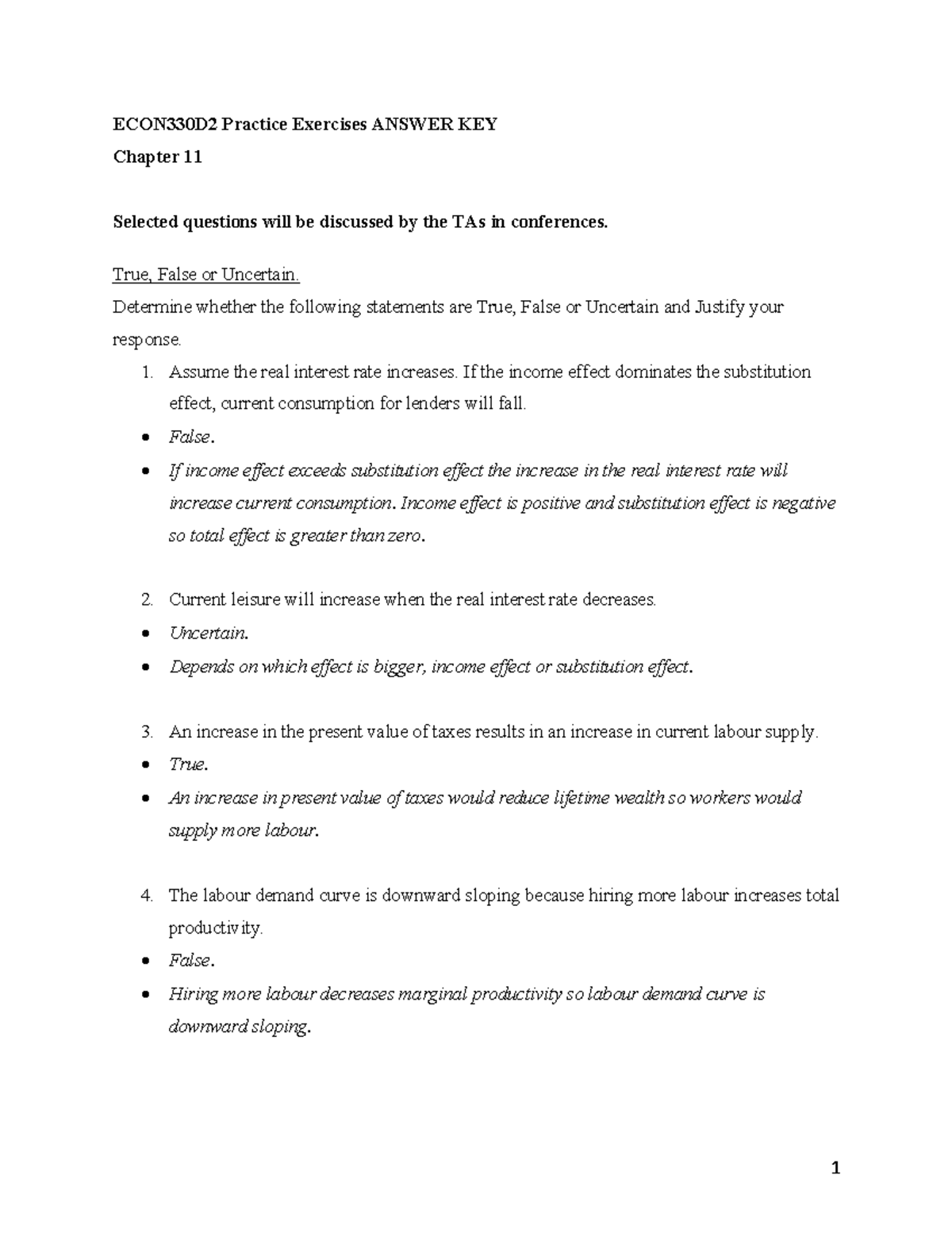 Chapter 11 Exercise Answer - ECON330D2 Practice Exercises ANSWER KEY ...