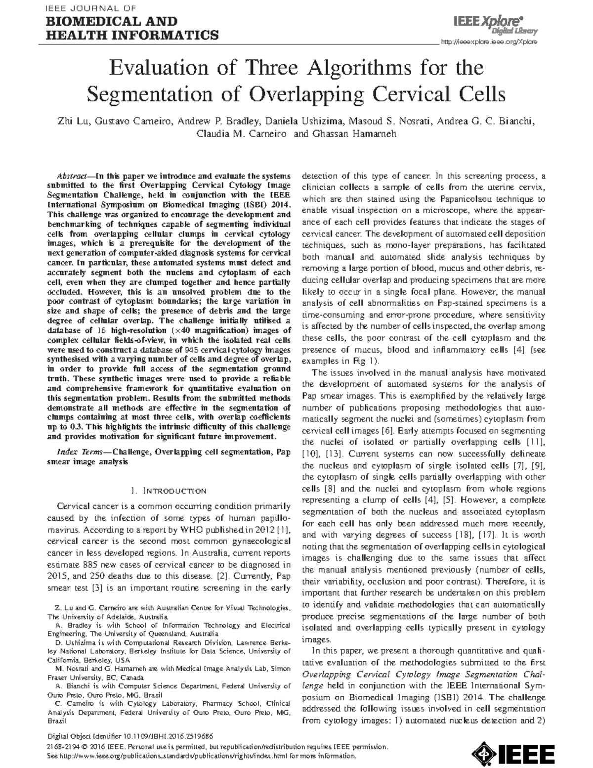 IEEE paper on Cervical Cancer detection using Machine learning and Deep ...