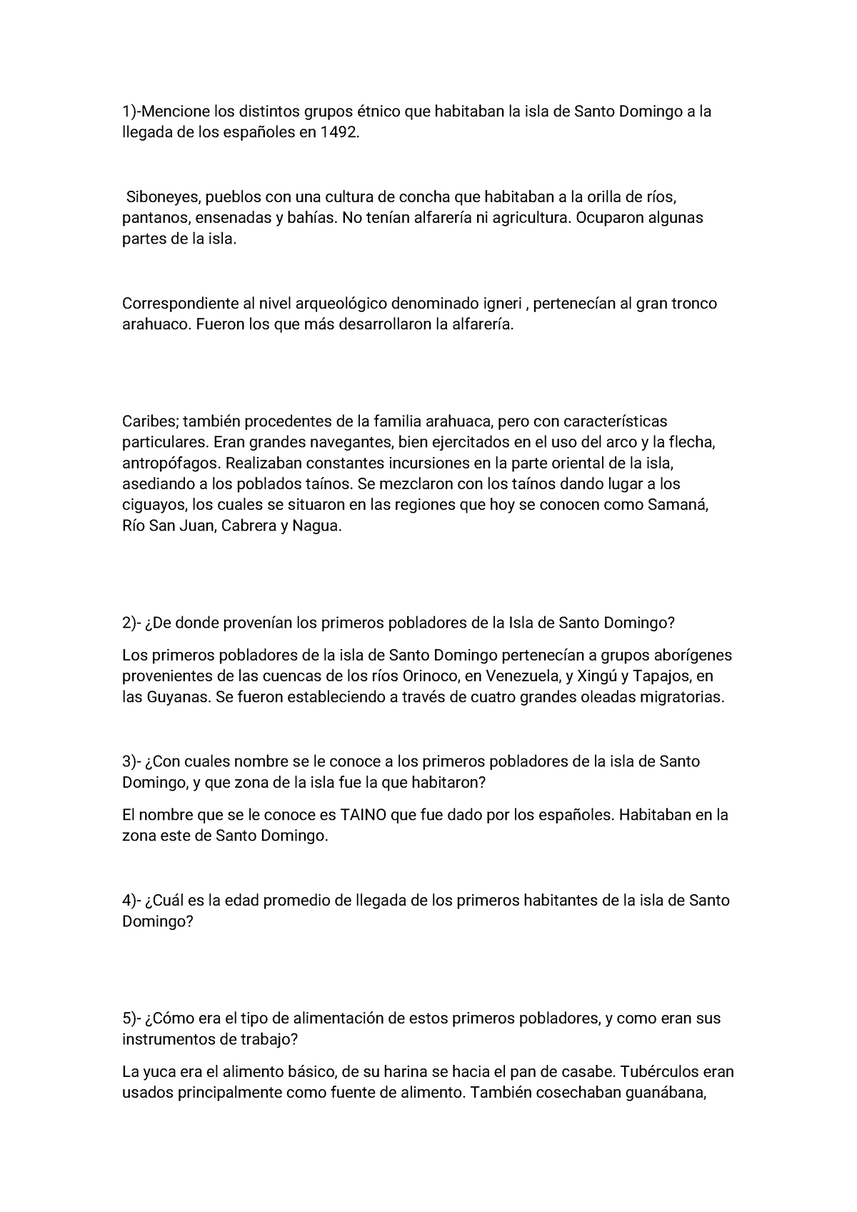 Cuestionario Unidad 4 - 1)-Mencione Los Distintos Grupos étnico Que ...