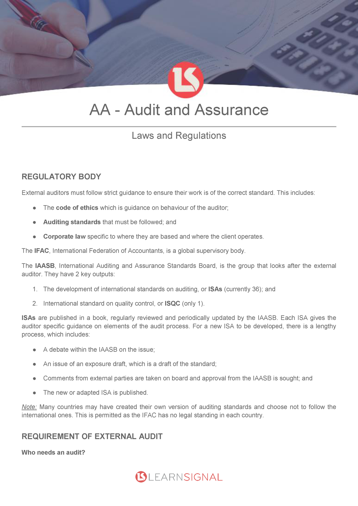 Module-3 compress - AA - Audit and Assurance Laws and Regulations ...