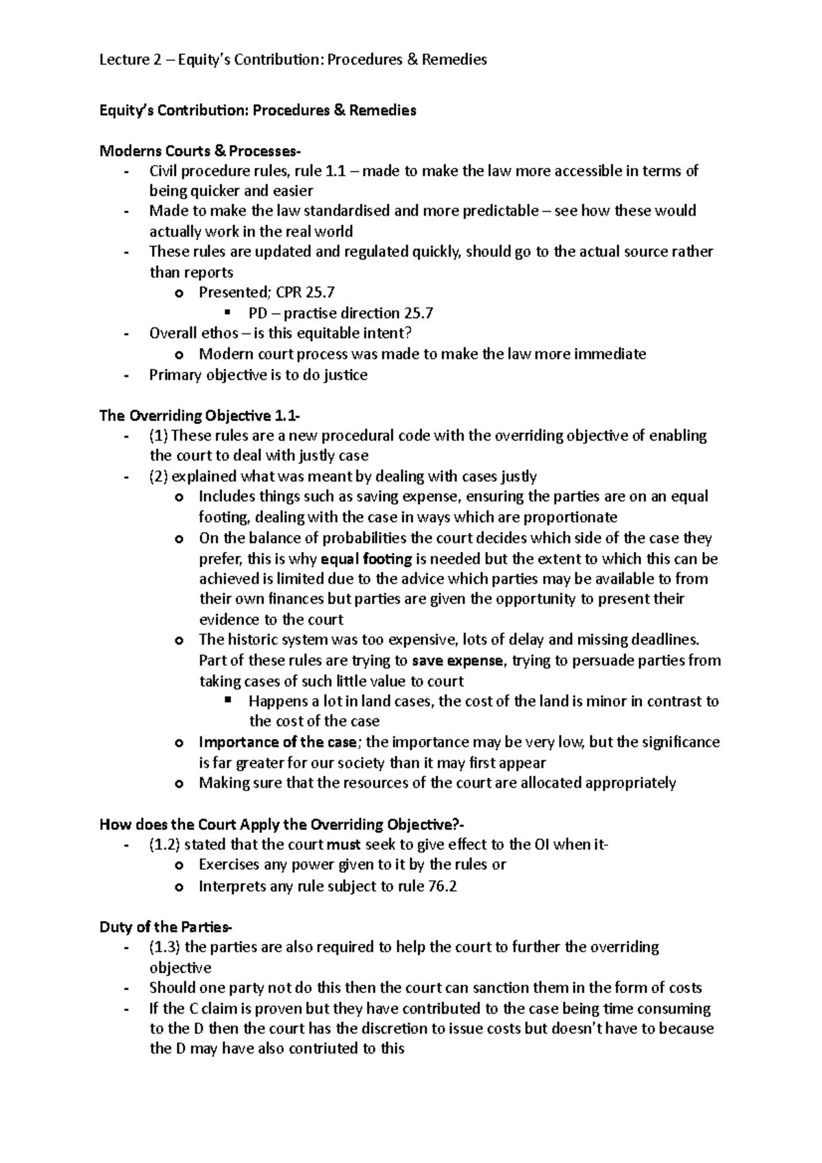 Lecture 2 – Equity’s Contribution- Procedures & Remedies - Equity’s ...