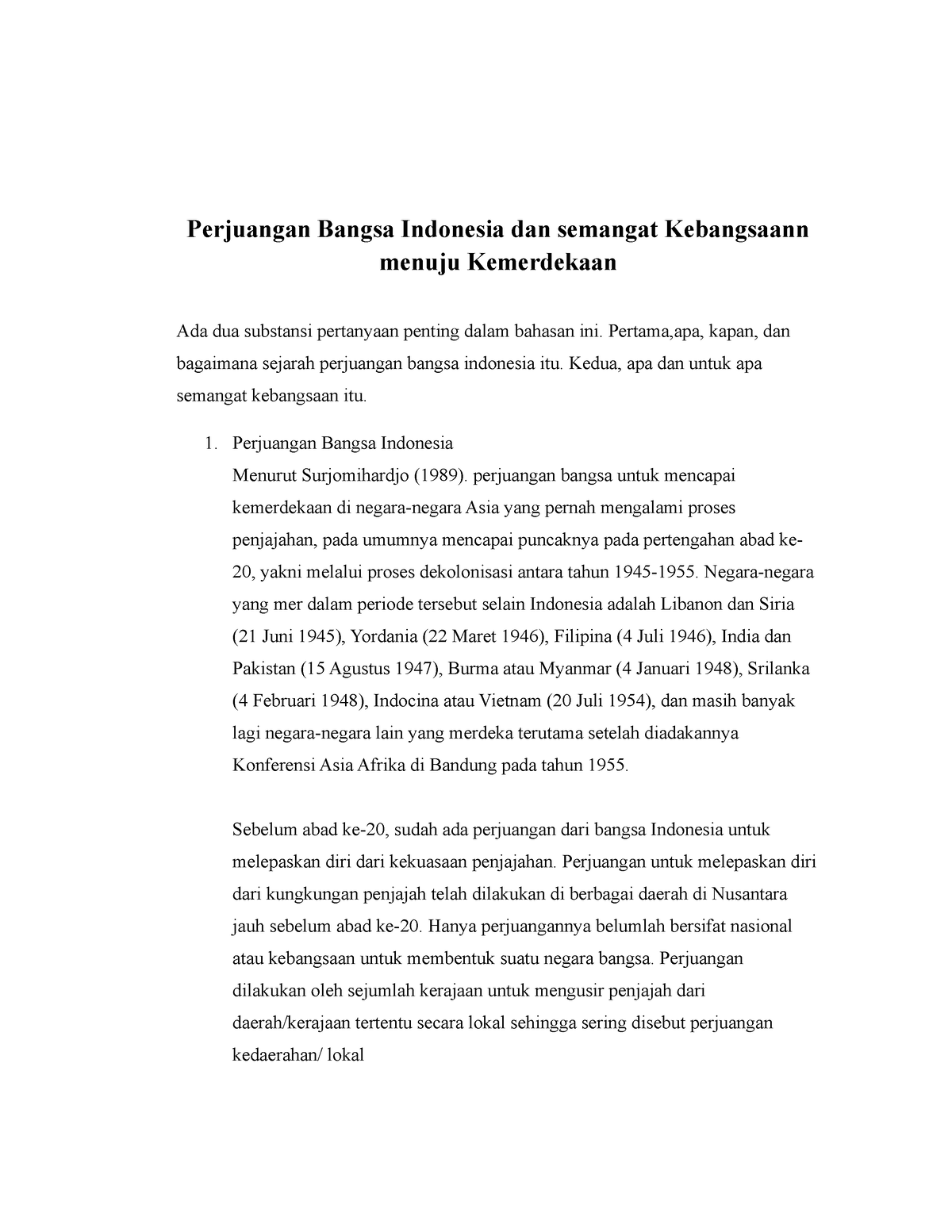 Sejarah Perjuangan Kemerdekaan - Perjuangan Bangsa Indonesia Dan ...