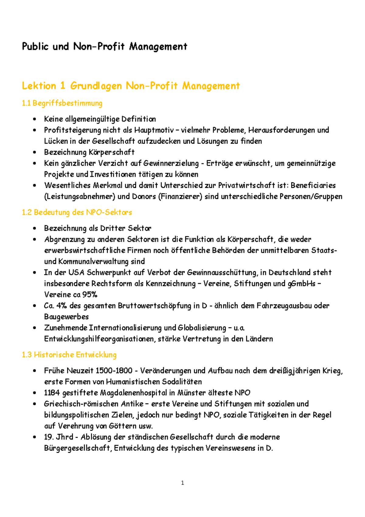 Public Und Nonprofit Management Zusammenfassung Public und Nobprofit Management - Public und Non-Profit