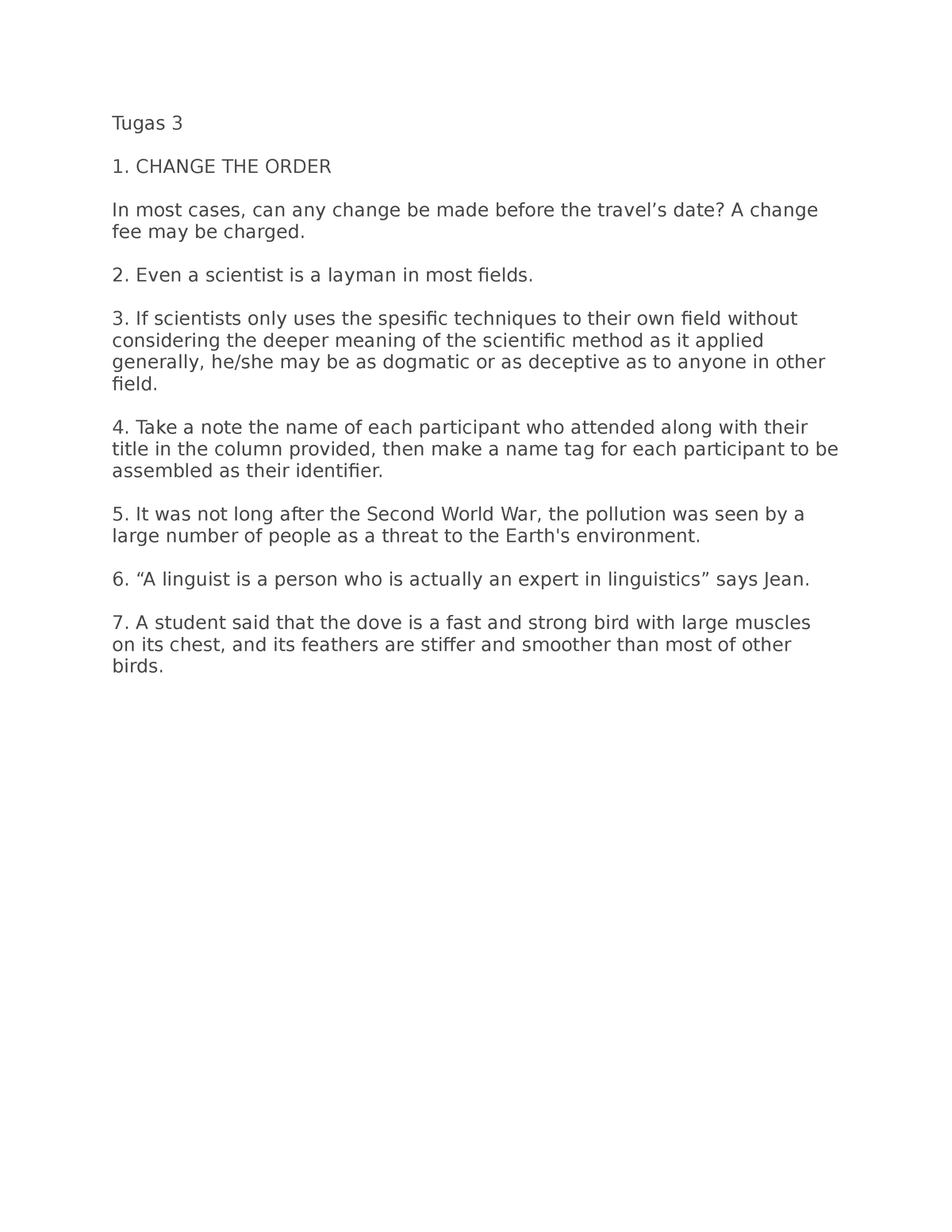 Tugas 3-1 - For Practice - Tugas 3 CHANGE THE ORDER In Most Cases, Can ...