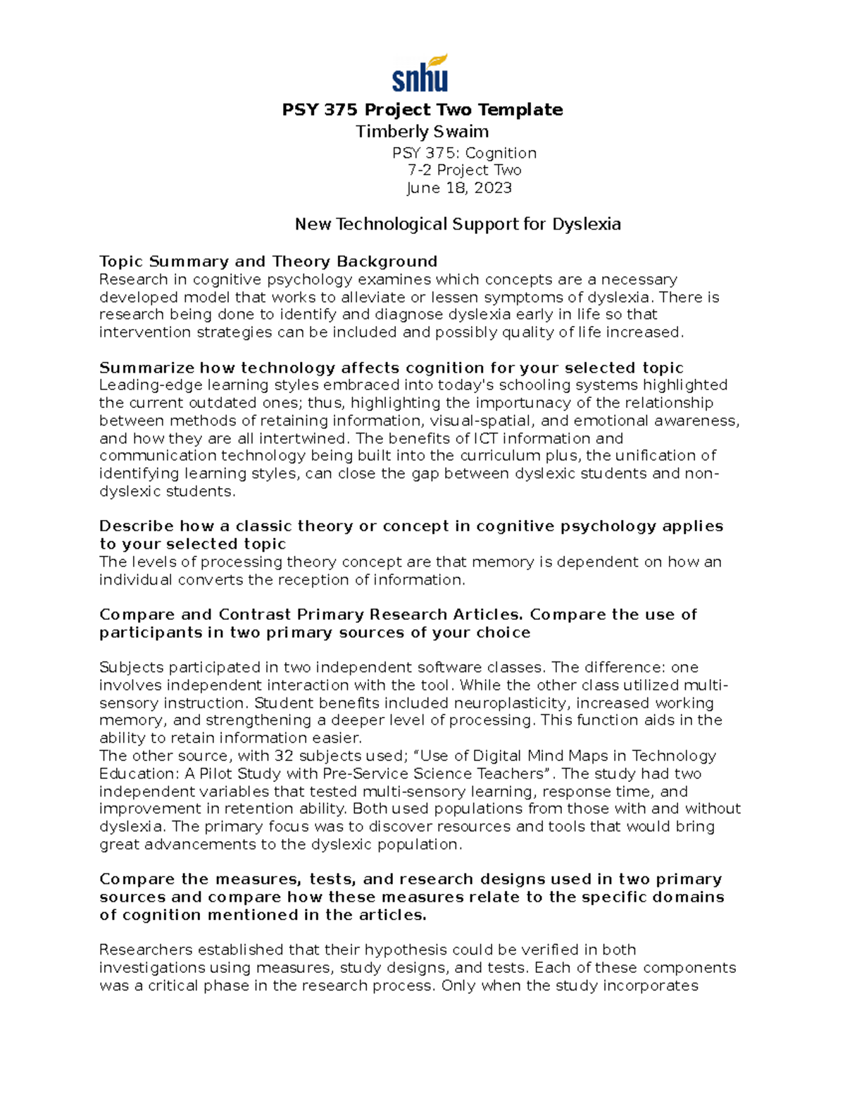 Mod7 Project Two Template - PSY 375 Project Two Template Timberly Swaim ...