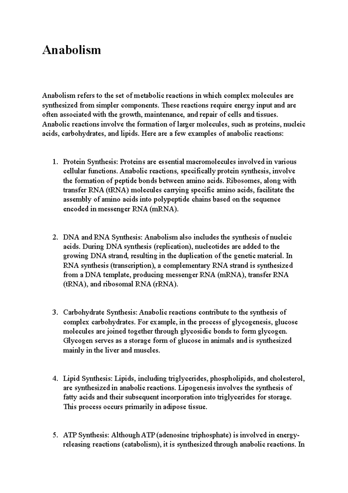 anabolism in bio - Anabolism Anabolism refers to the set of metabolic ...