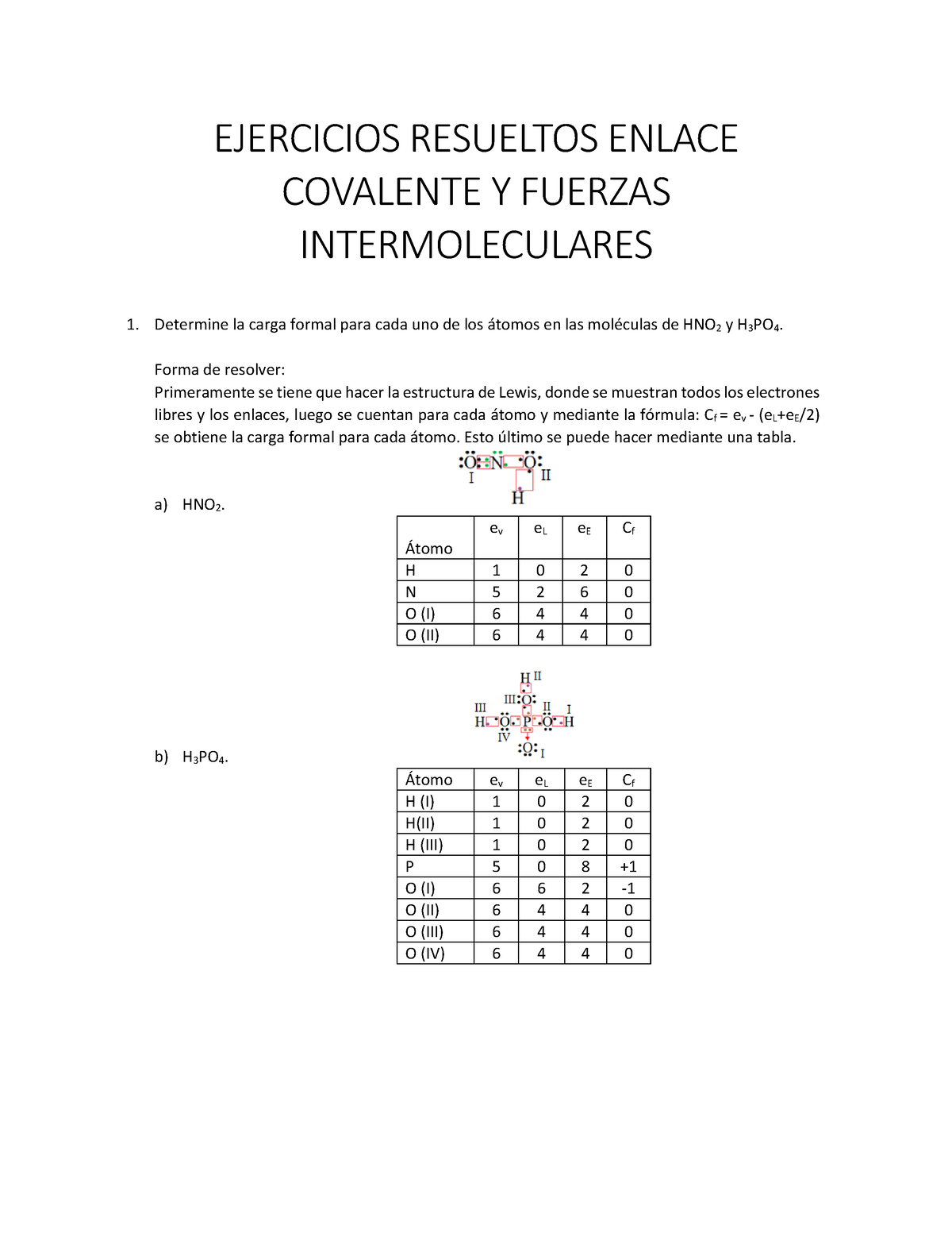 Ejercicios Resueltos Enlace Covalente Y Fuerzas Intermoleculares Ejercicios Resueltos Enlace 2917