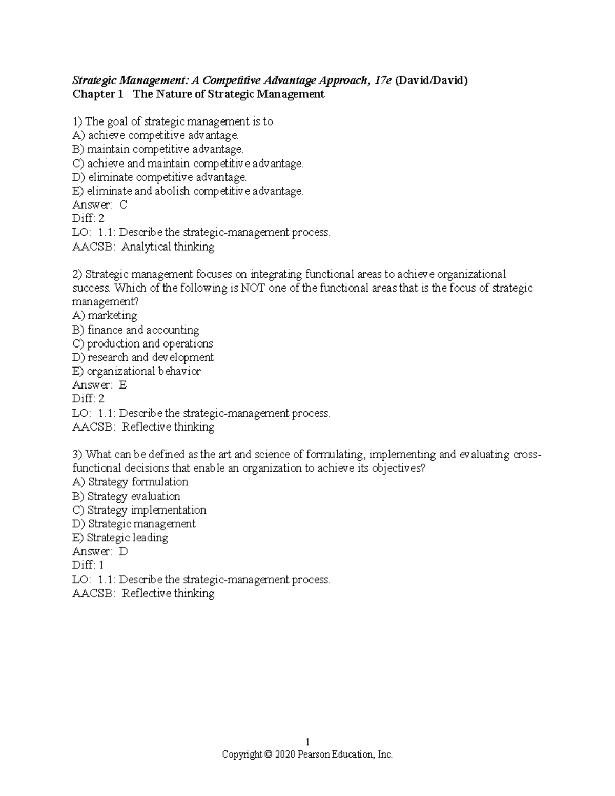 Test Bank All Chapters - Questions And Answers - Strategic Management ...