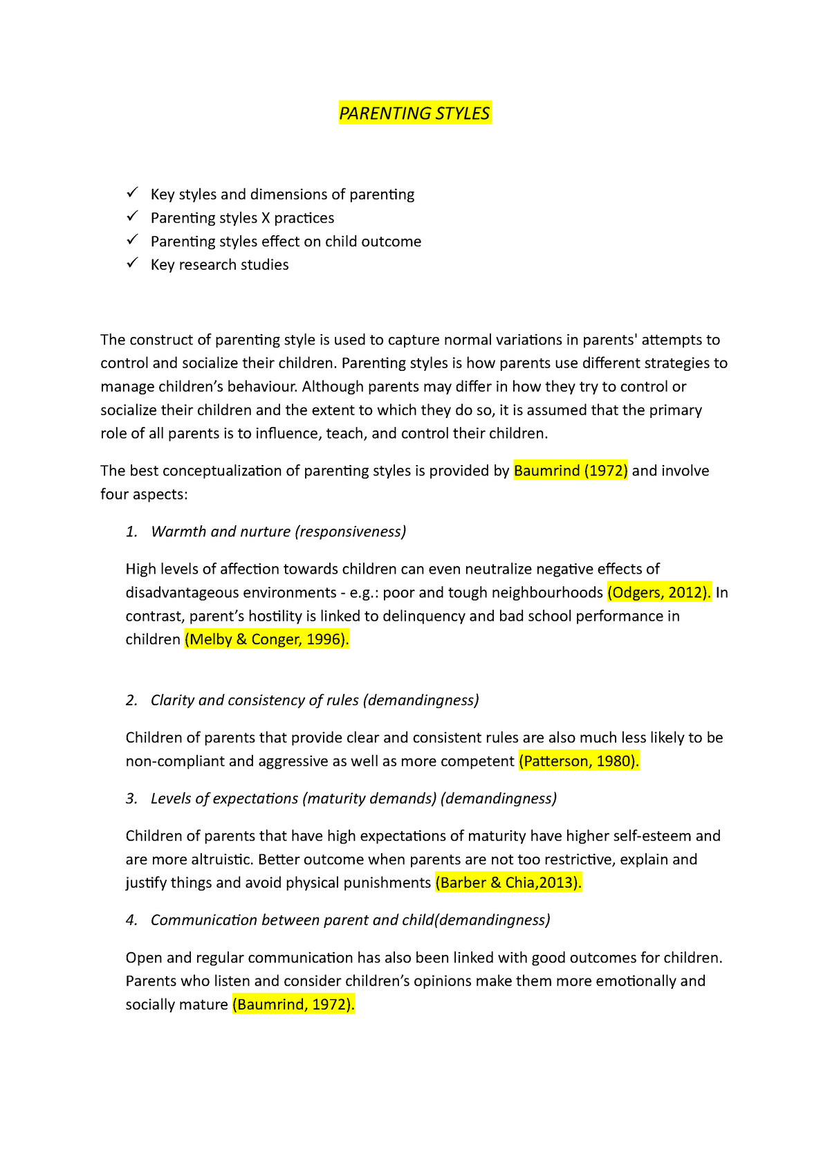 parenting styles research pdf