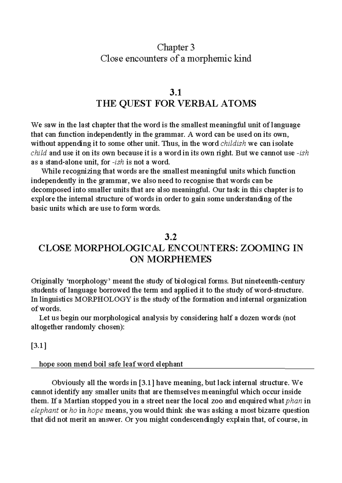 Chapter 3 - Chapter 3 Close Encounters Of A Morphemic Kind 3. THE QUEST ...