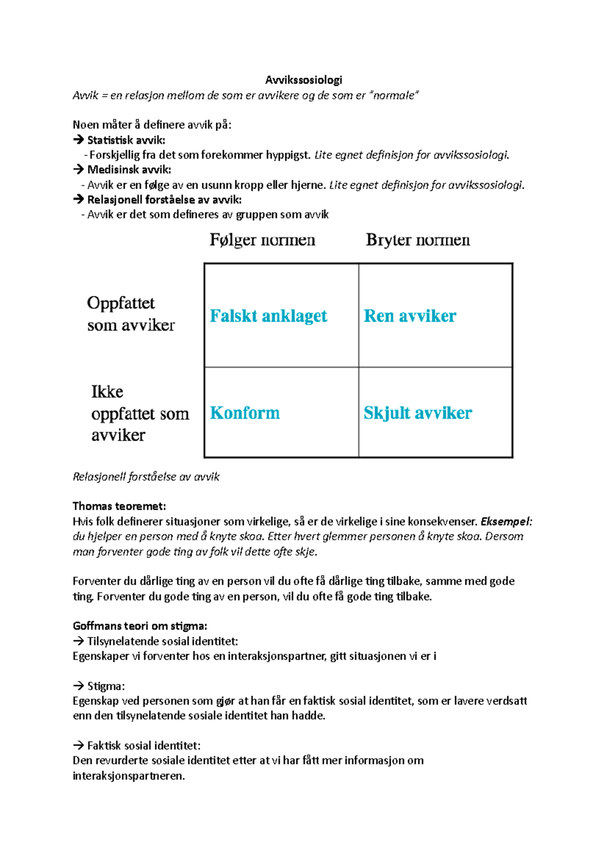 Avvikssosiologi - Avviksosiologi - Avvikssosiologi Avvik en relasjon ...