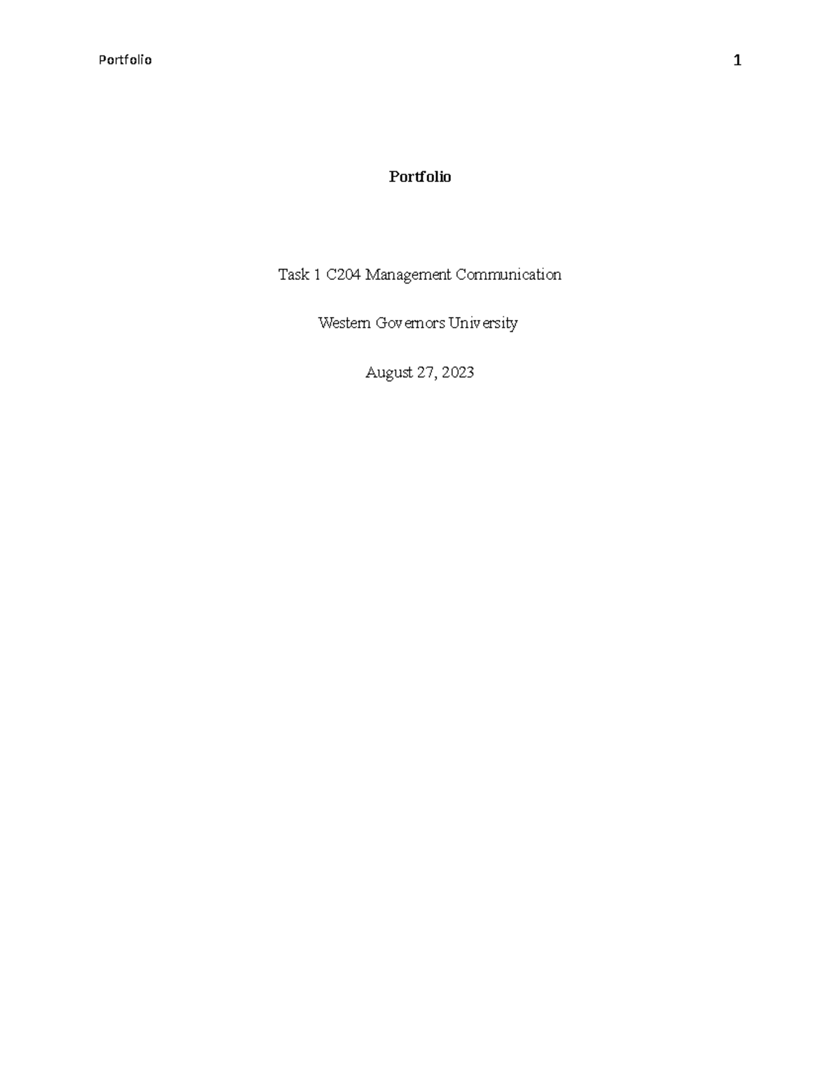 WGU Task 1 C204 - Portfolio - Portfolio Task 1 C204 Management ...