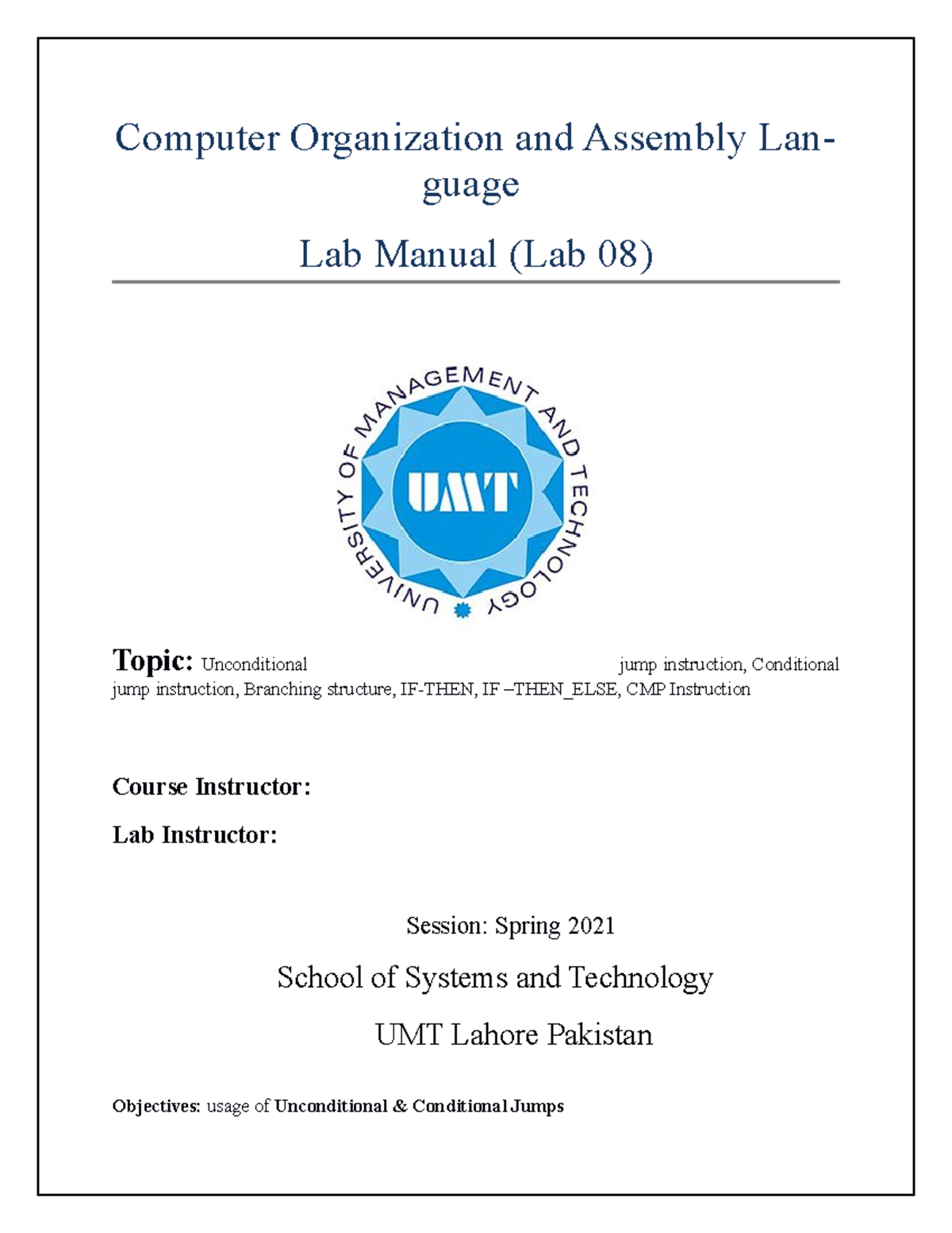 COAL Lab 8 - Lecture notes 8 - Computer Organization and Assembly Lan ...