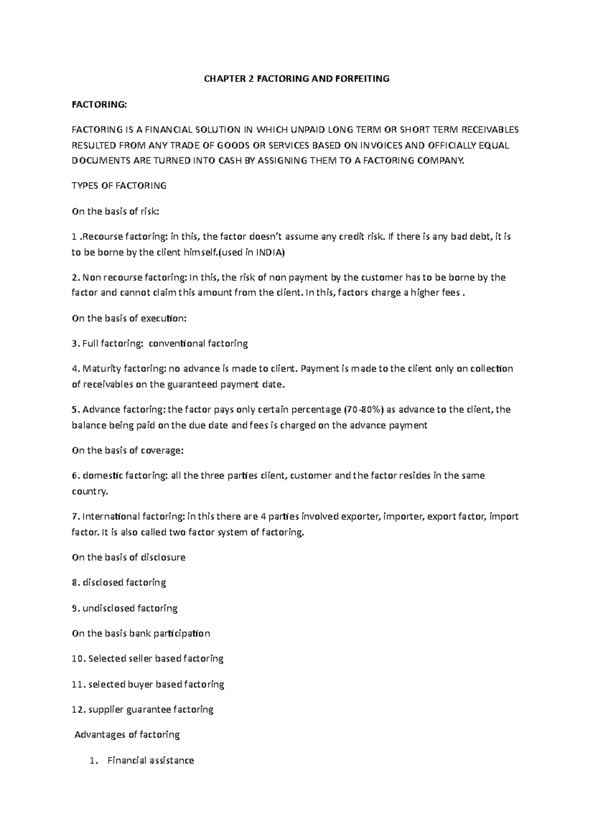 Chapter 2 Factoring AND Forfeiting - CHAPTER 2 FACTORING AND FORFEITING ...