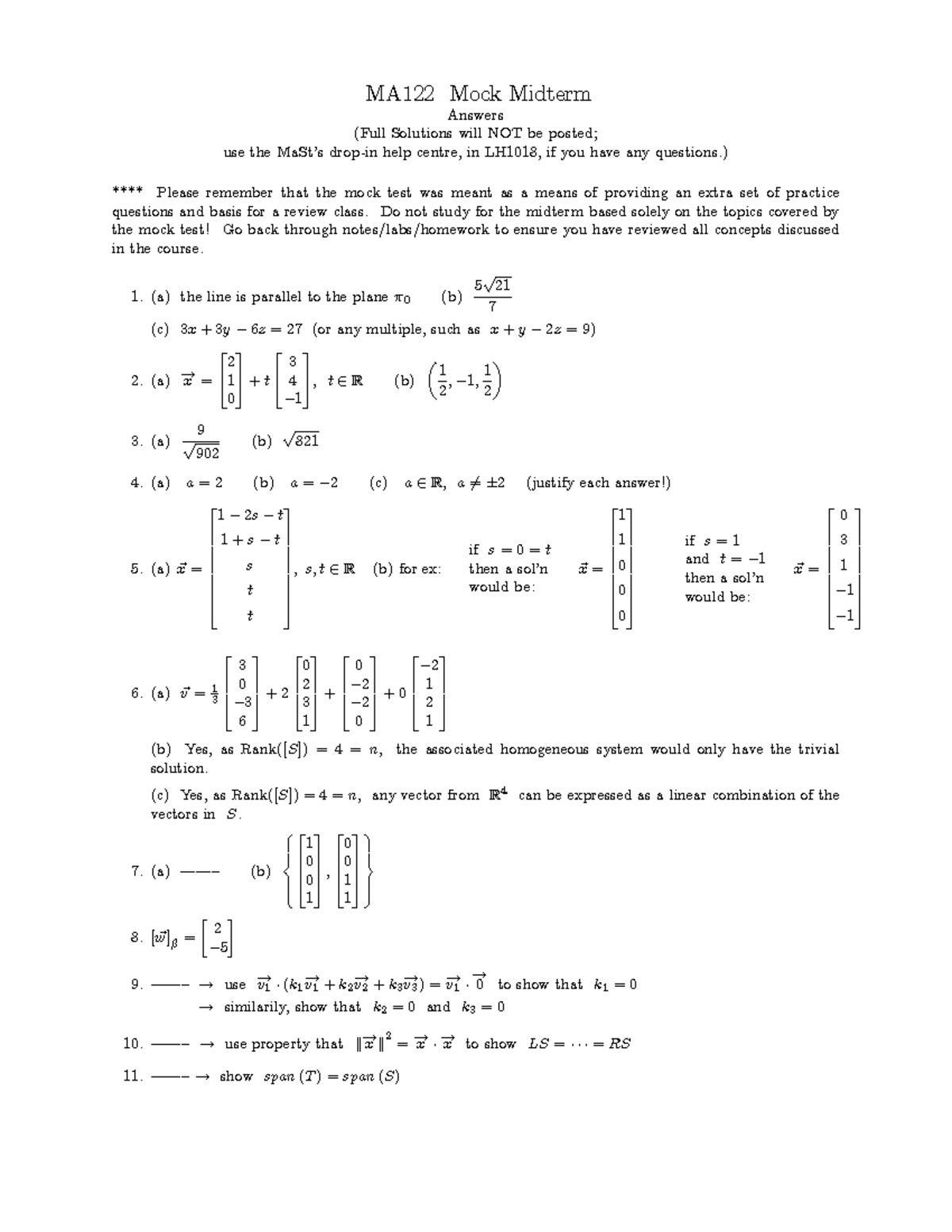 Sample/practice exam 3 January 2019, questions and answers - MA122 Mock ...