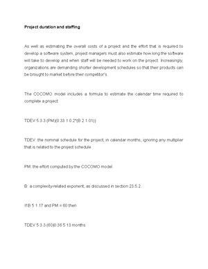 Project duration and staffing