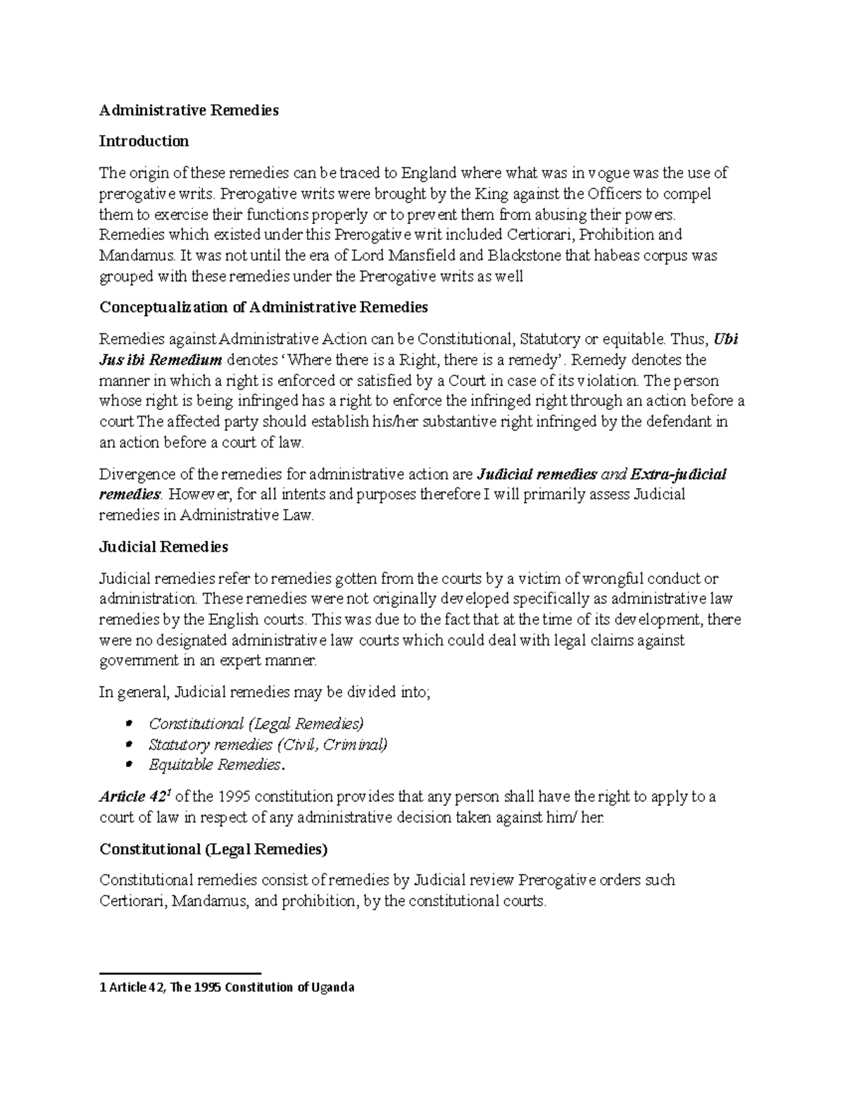 Administrative Remedies Administrative Remedies Introduction The