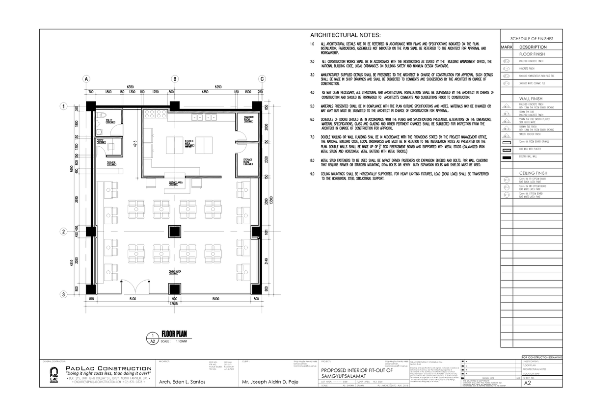 A2 - gth 11 - FLOOR PLAN ARCHITECTURAL NOTES ARCHITECTURAL NOTES ...