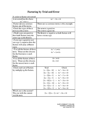 MATH 1342 Prerequisite Review - Prerequisite Review Sheet for MATH 1342 ...