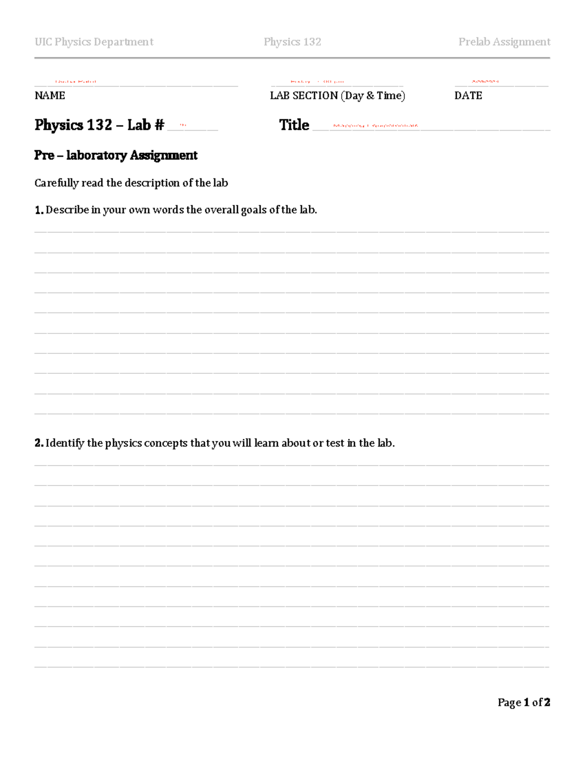 P132L06- Mapping Equipotentials - UIC Physics Department Physics 132 ...