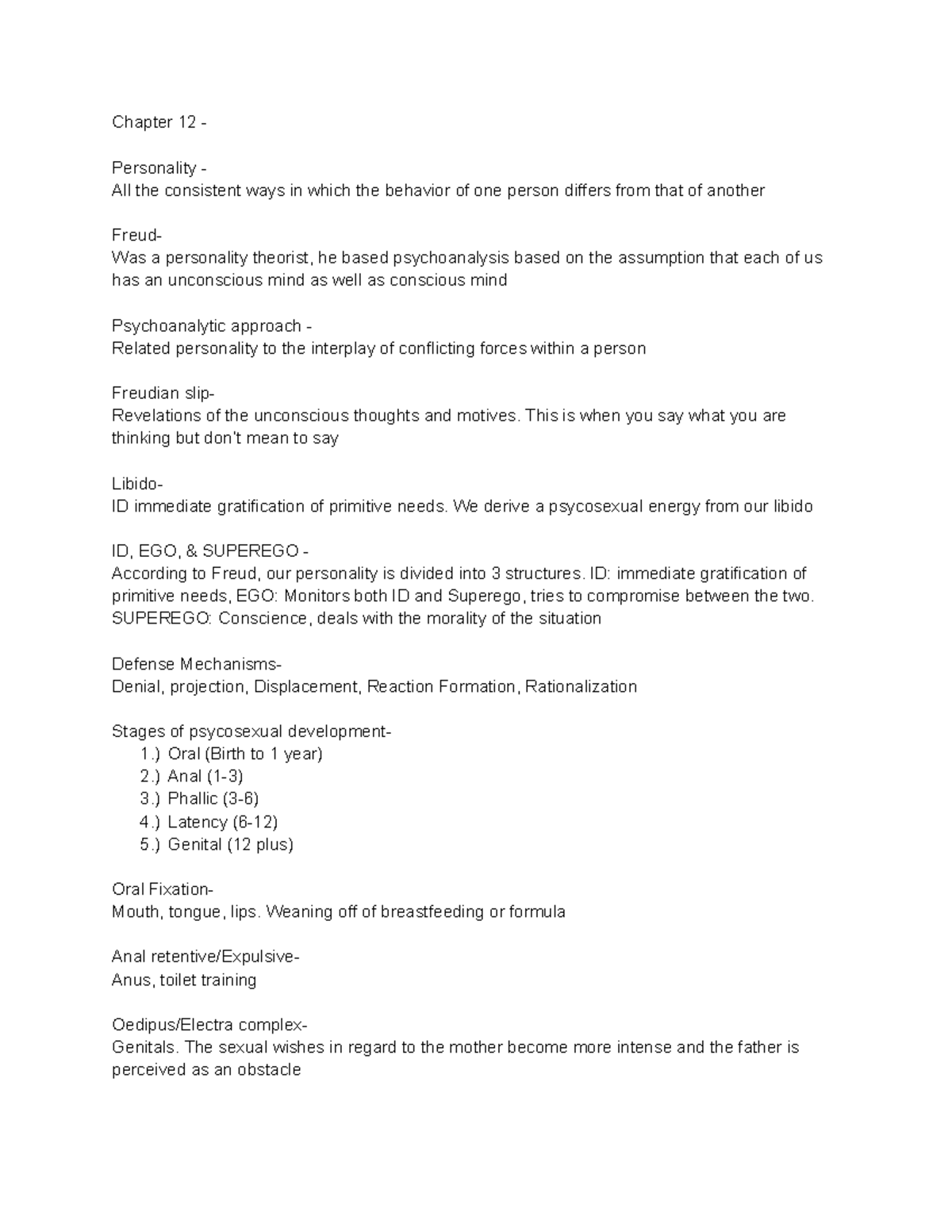 Psych exam 4 study guide - Chapter 12 - Personality - All the ...