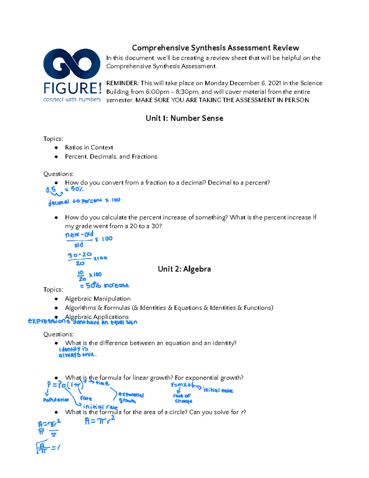 Copy of Comprehensive Synthesis Assessment Review - Comprehensive ...