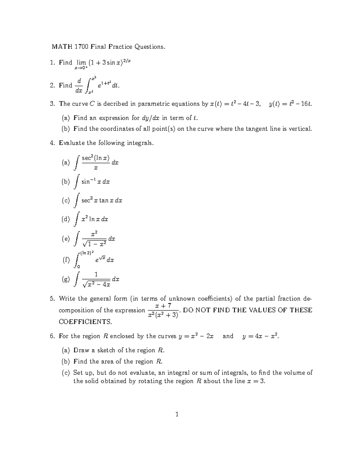 Sample/practice exam 2015, questions and answers - MATH 1700 Final ...