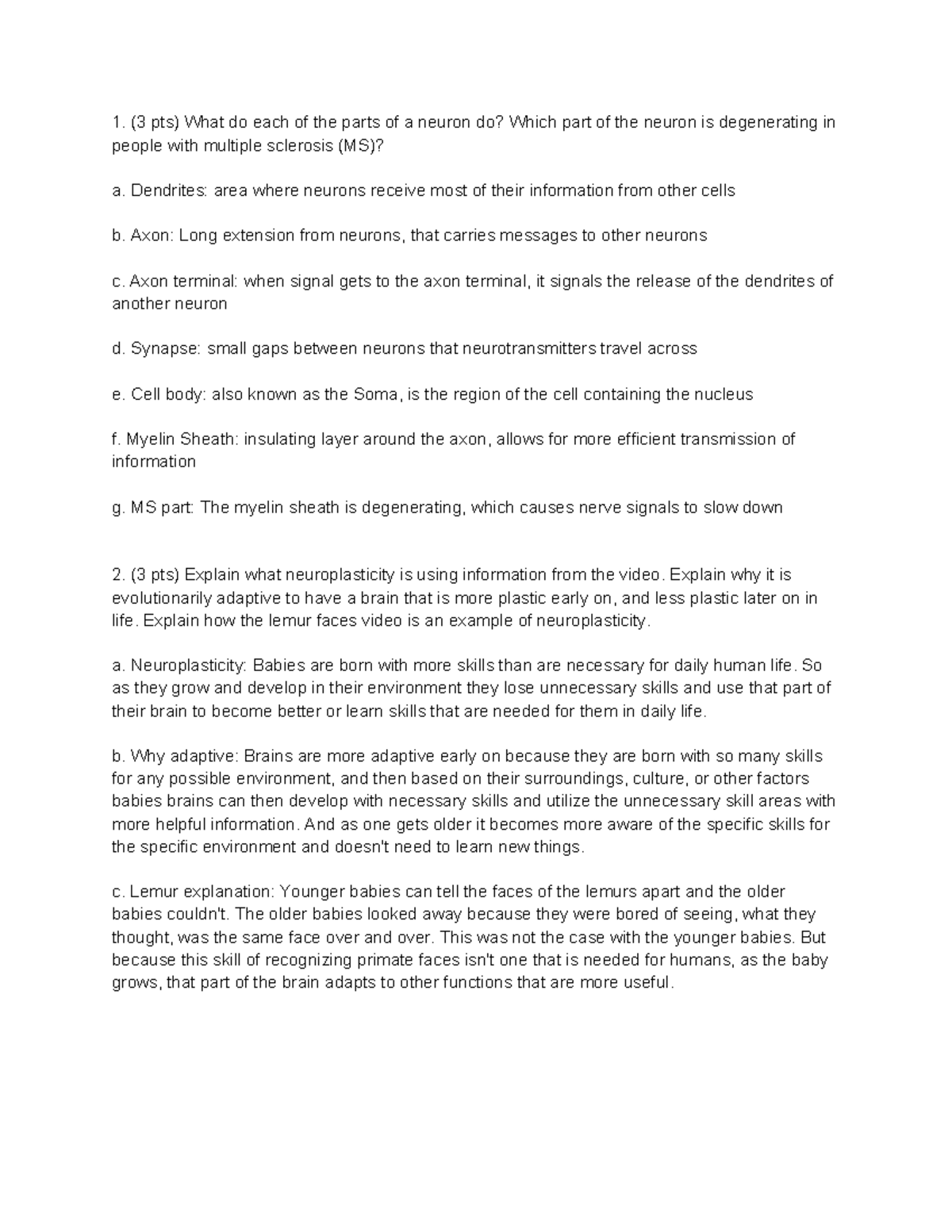 Chapter 3 Assignment Psych 160 3 Pts What Do Each Of The Parts Of A