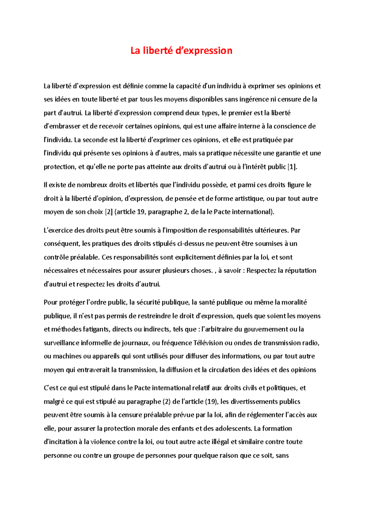 Libert D expression La Libert D expression Comprend Deux Types Le 