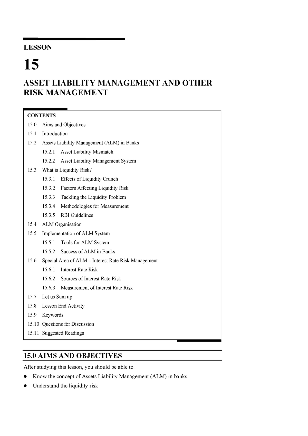 Asset Liability Management AND Other RISK Management - Asset Liability ...