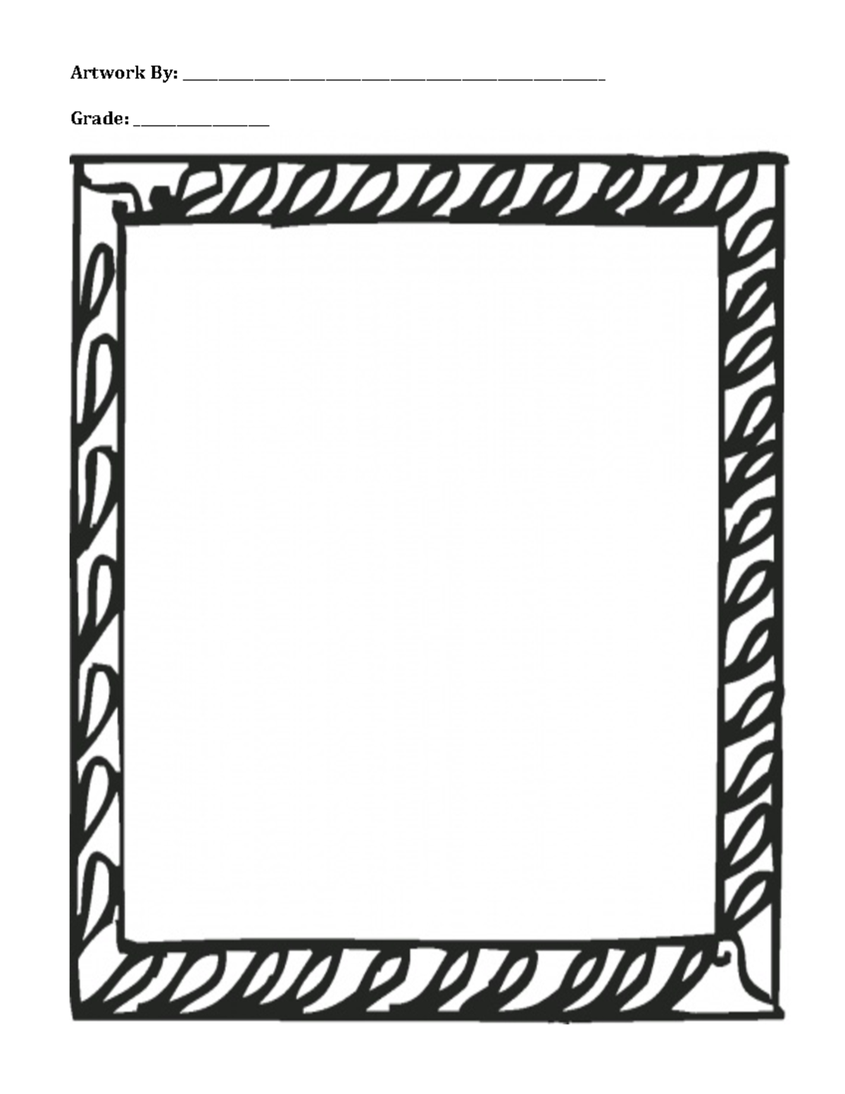 Picture Frame Worksheet - Artwork By: Grade: D D P Artwork By: Grade: D ...