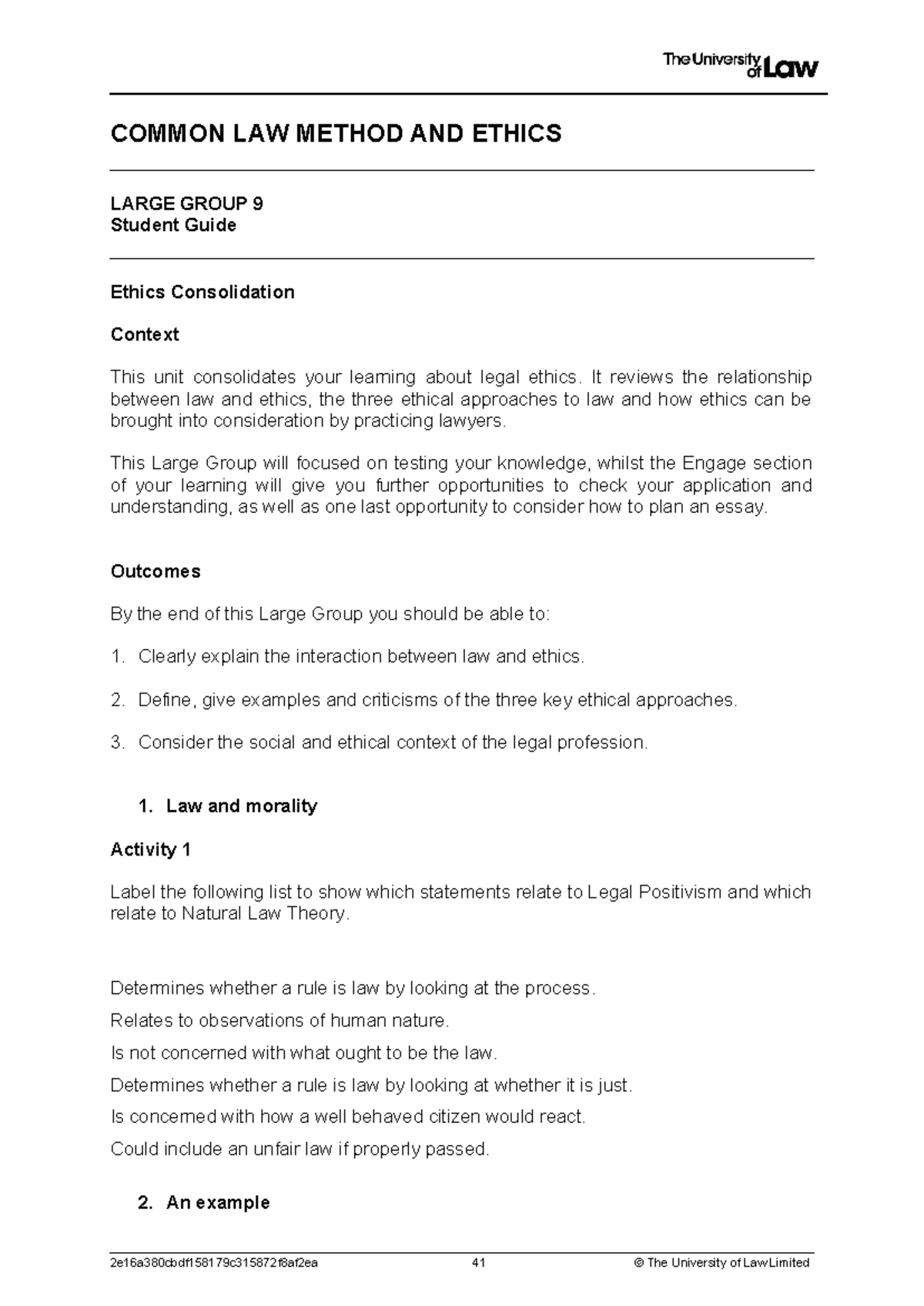 2223 clme lg09 ce01 student guide - COMMON LAW METHOD AND ETHICS LARGE ...
