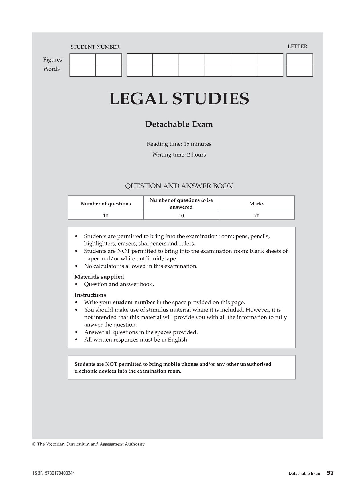 A+ 2018 3&4 Legal Studies Exam - ISBN 9780170400244 Detachable Exam 57 ...