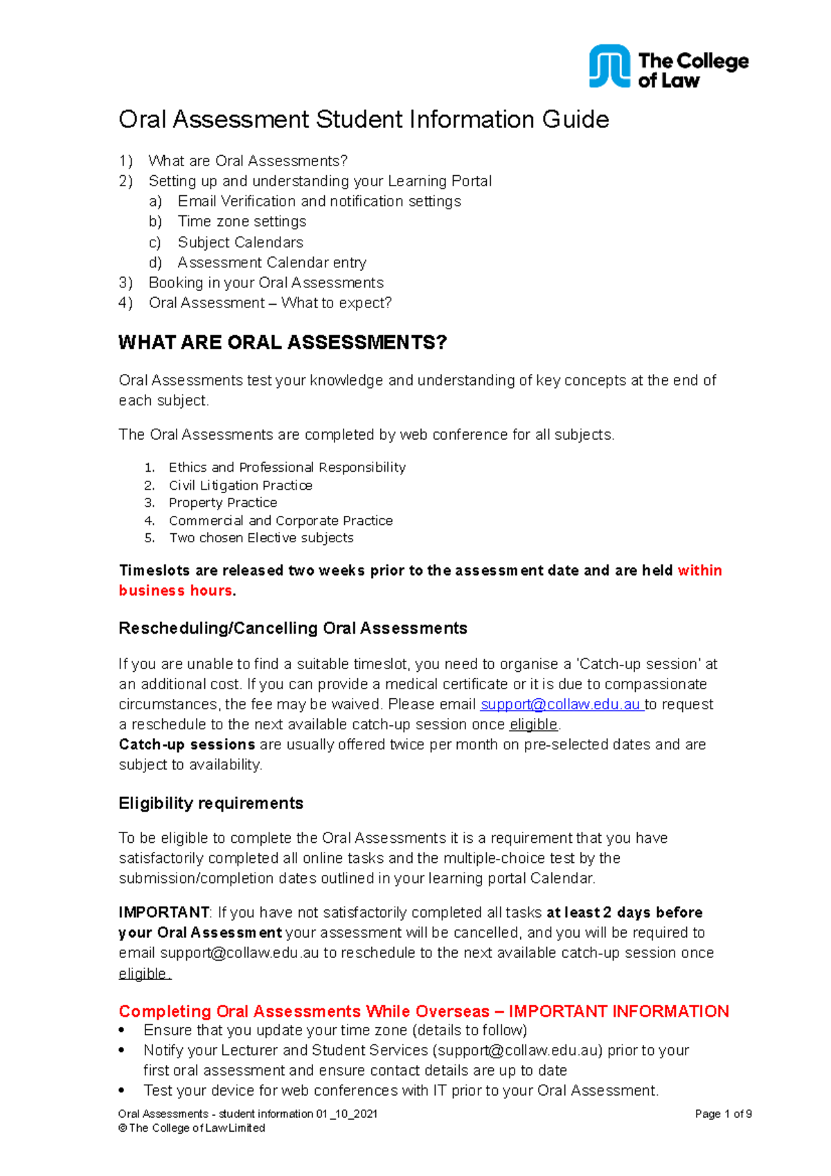 Oral Assessment overview - Oral Assessment Student Information Guide ...