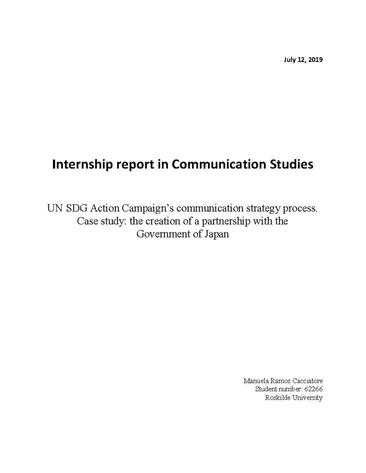 Internship Communication Project Manuela Ramos - July 12, 2019 ...