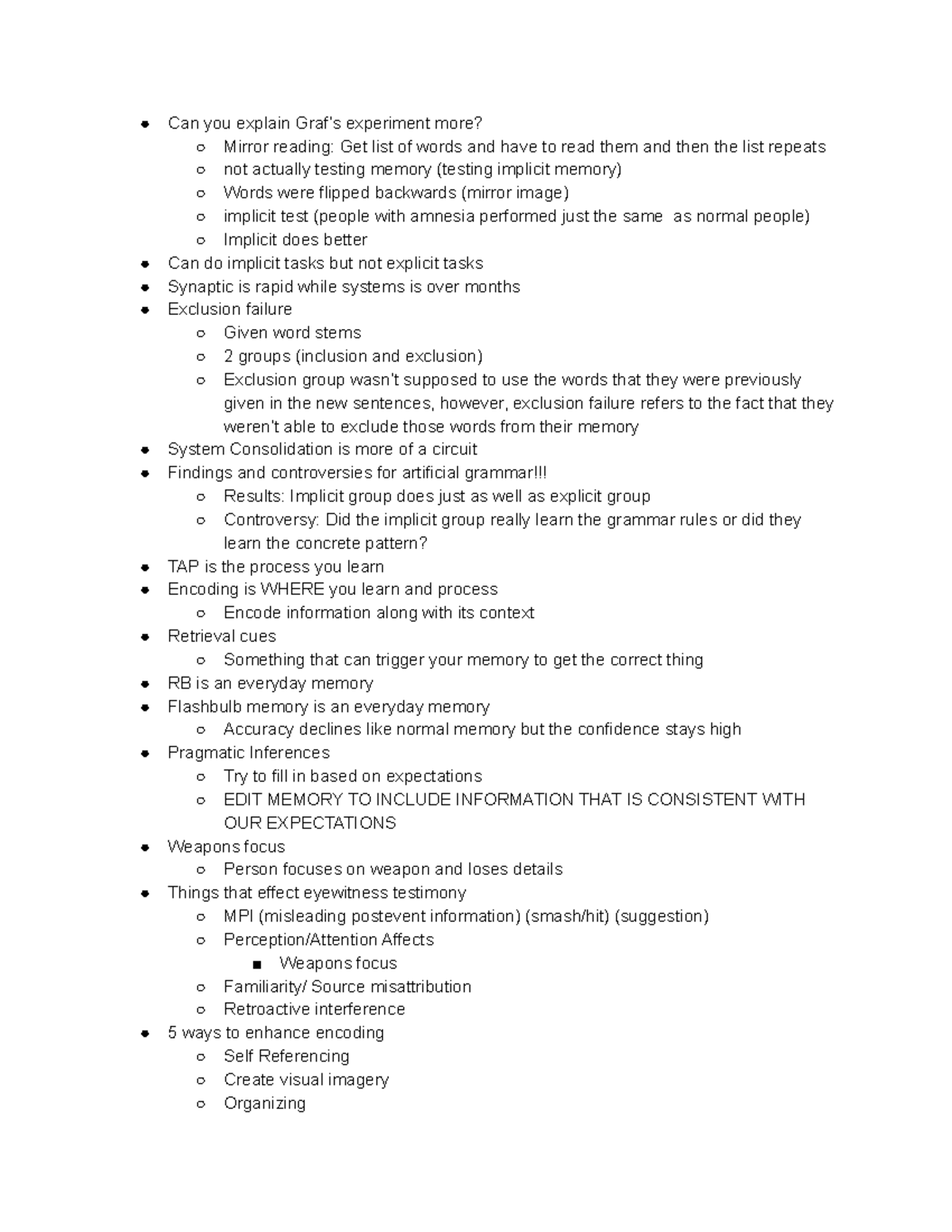 Psych 240 Exam Review 2 - Exam 2 study guide - Can you explain Graf’s ...