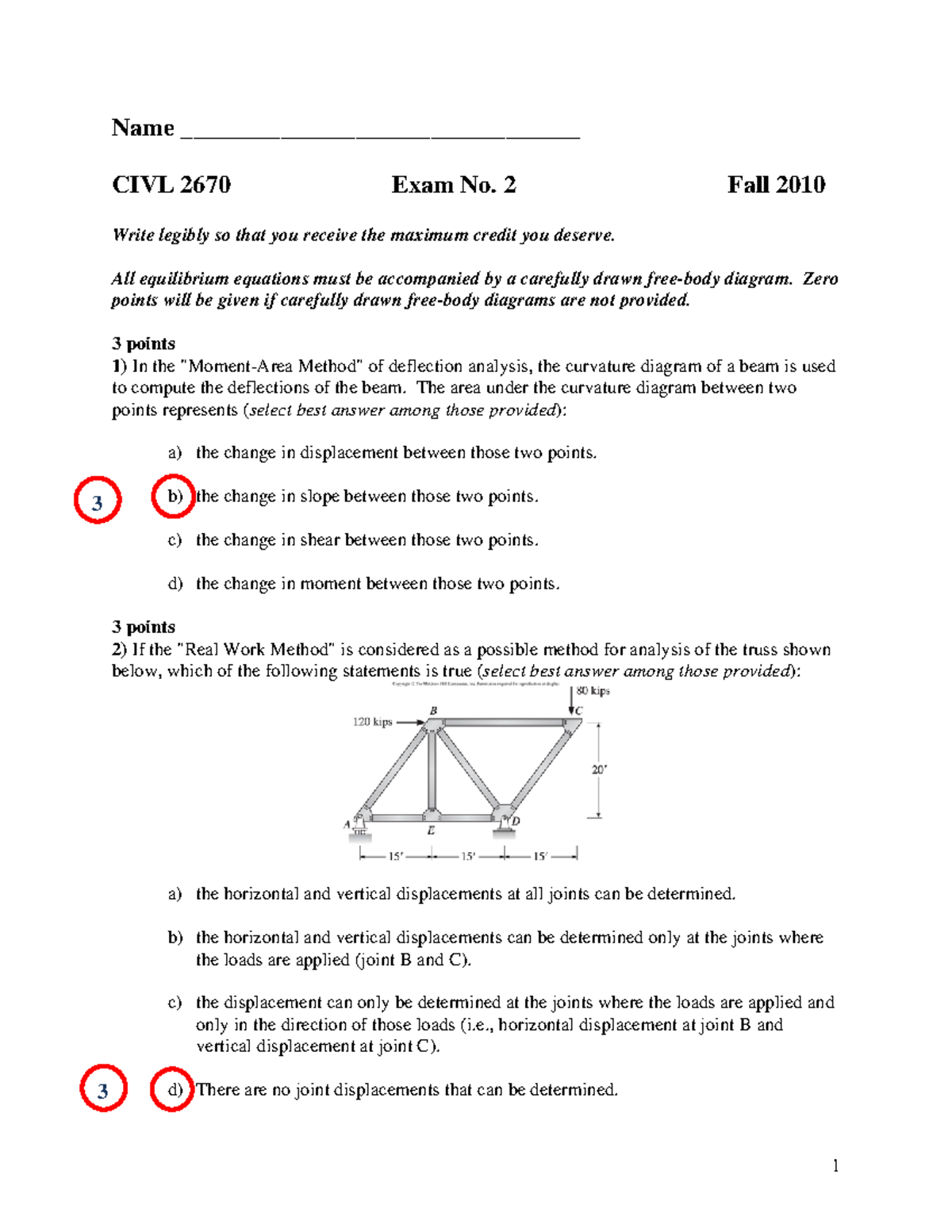 Exam 2 Solution - Fall 2010 - Name ...