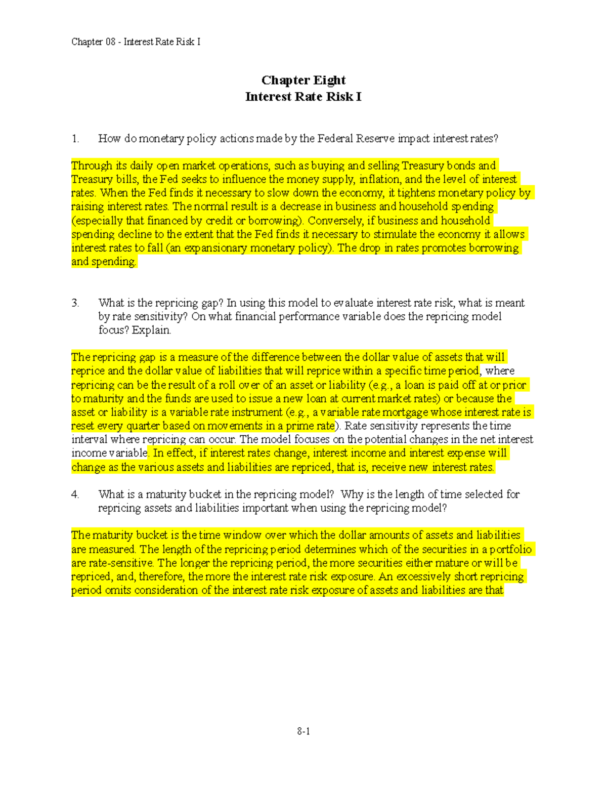 chap008-questions-chapter-eight-interest-rate-risk-i-how-do-monetary