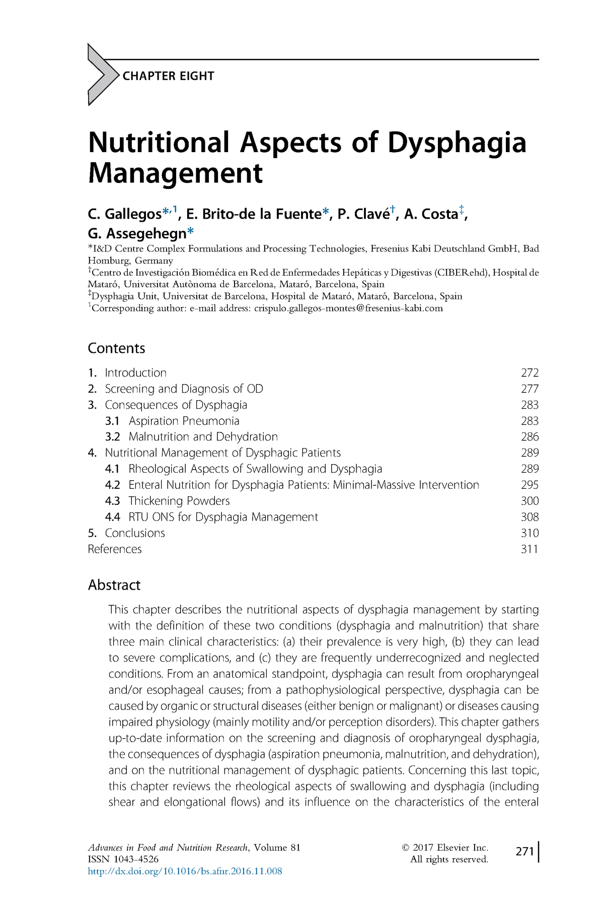 Gallegos 2016 Nutritional Aspects Of Dysphagia Management - CHAPTER ...