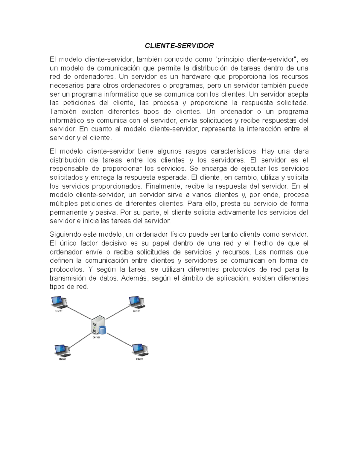 Trabajo 27 de octubre mara - CLIENTE-SERVIDOR El modelo cliente ...