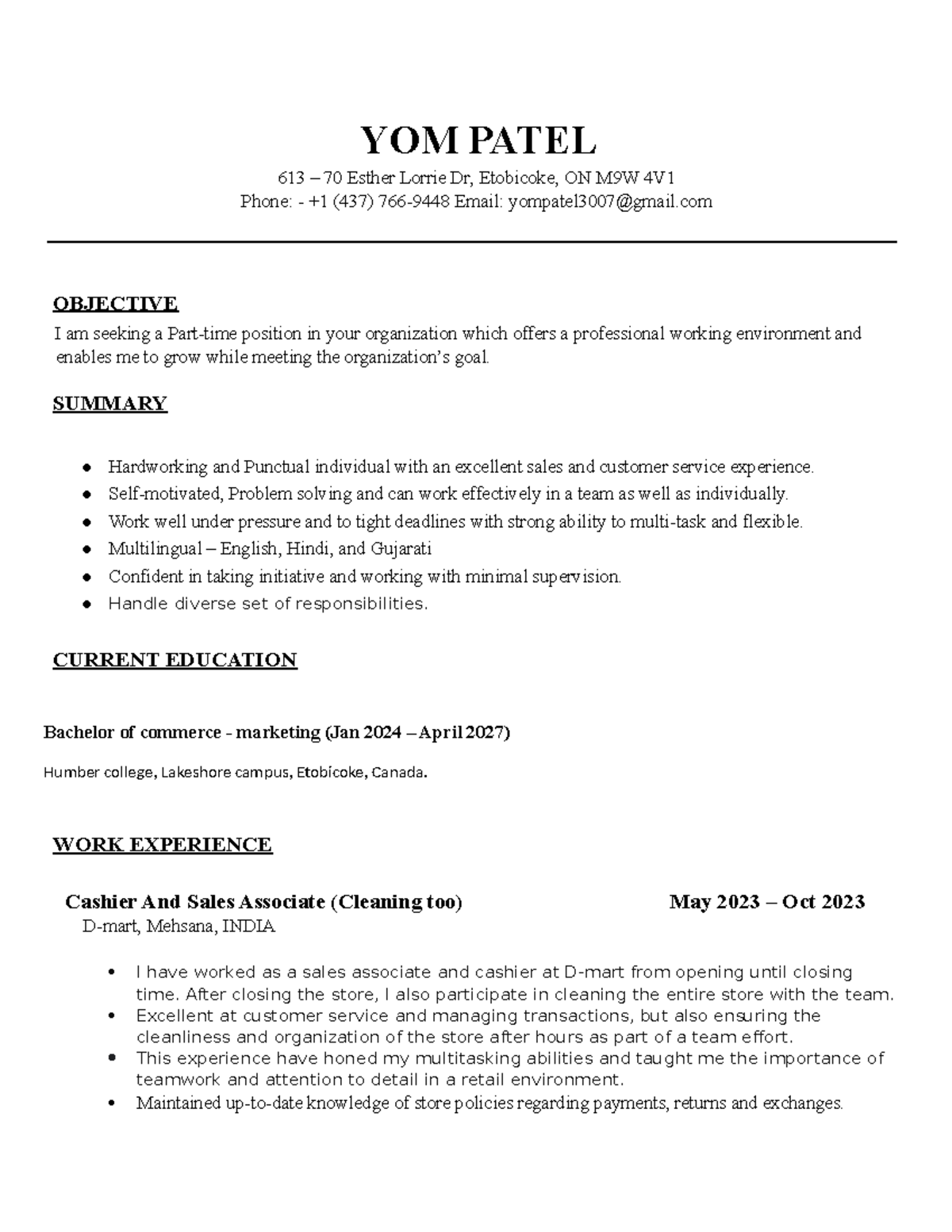 resume help etobicoke