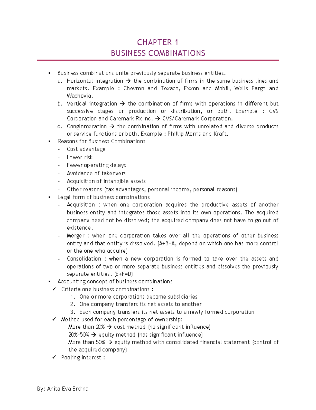 Ch 1 Business Combination CHAPTER 1 BUSINESS COMBINATIONS Business