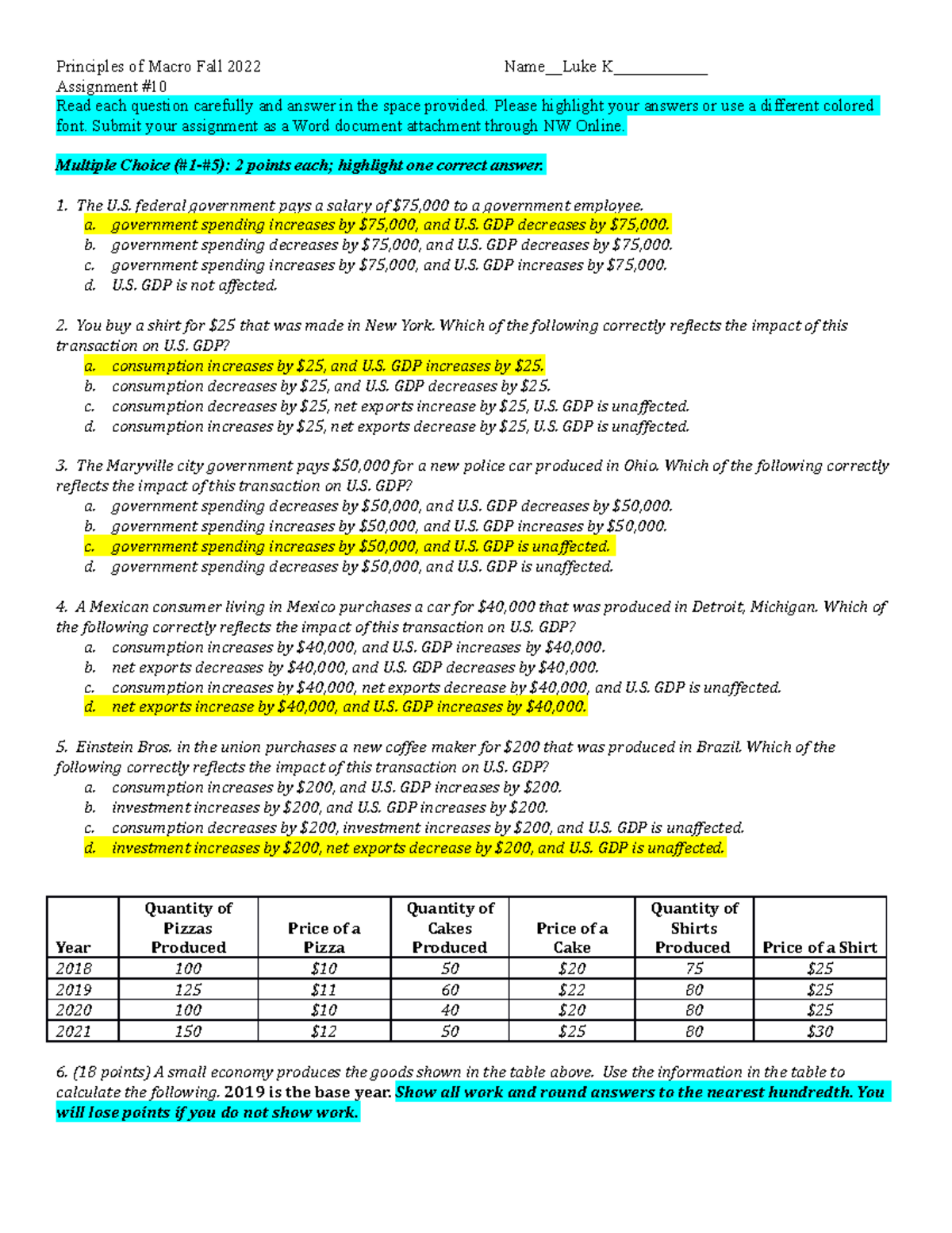 gdp assignment answer key