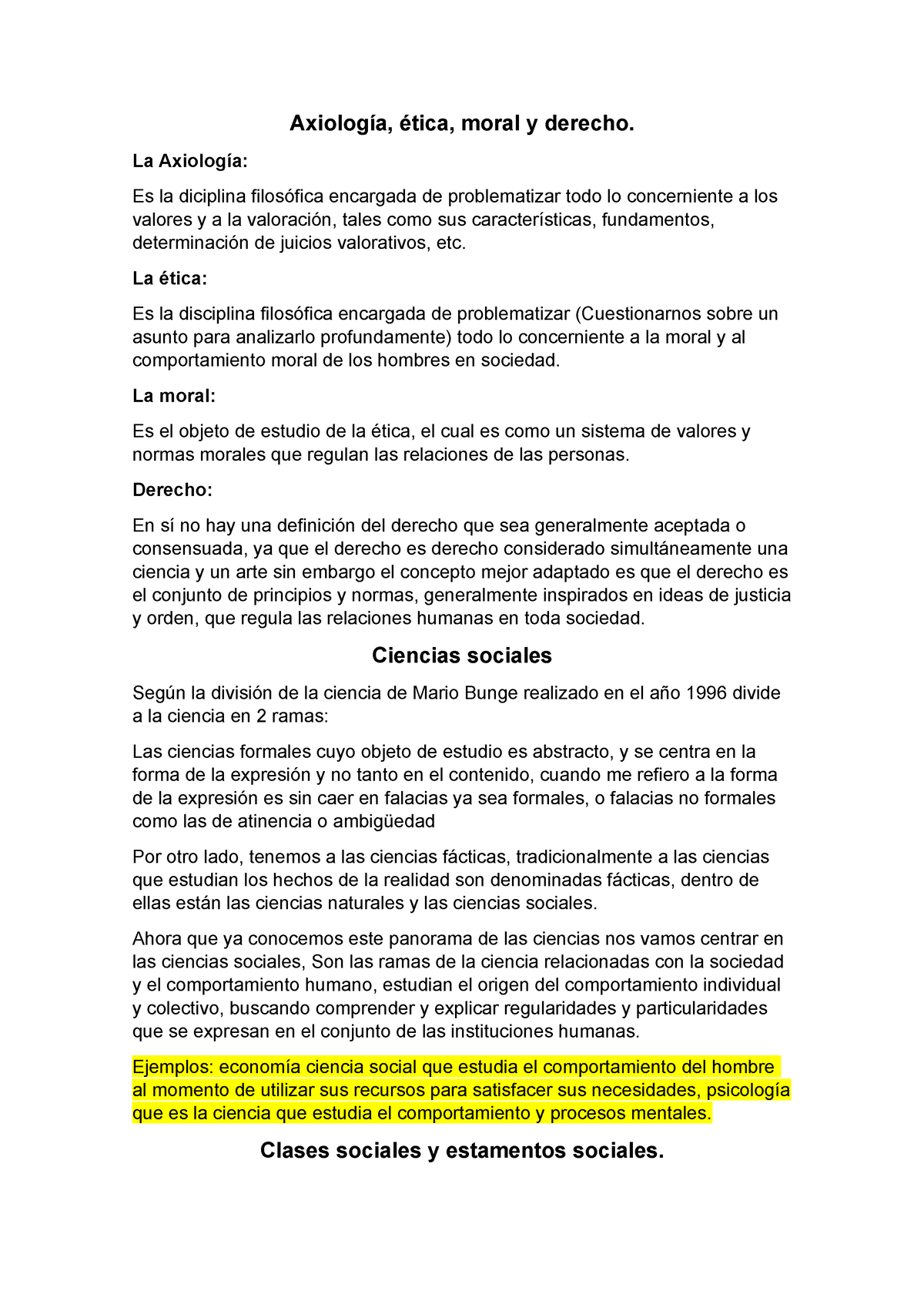 Ciencias Sociales Asds Axiología ética Moral Y Derecho La Axiología Es La Diciplina 6771