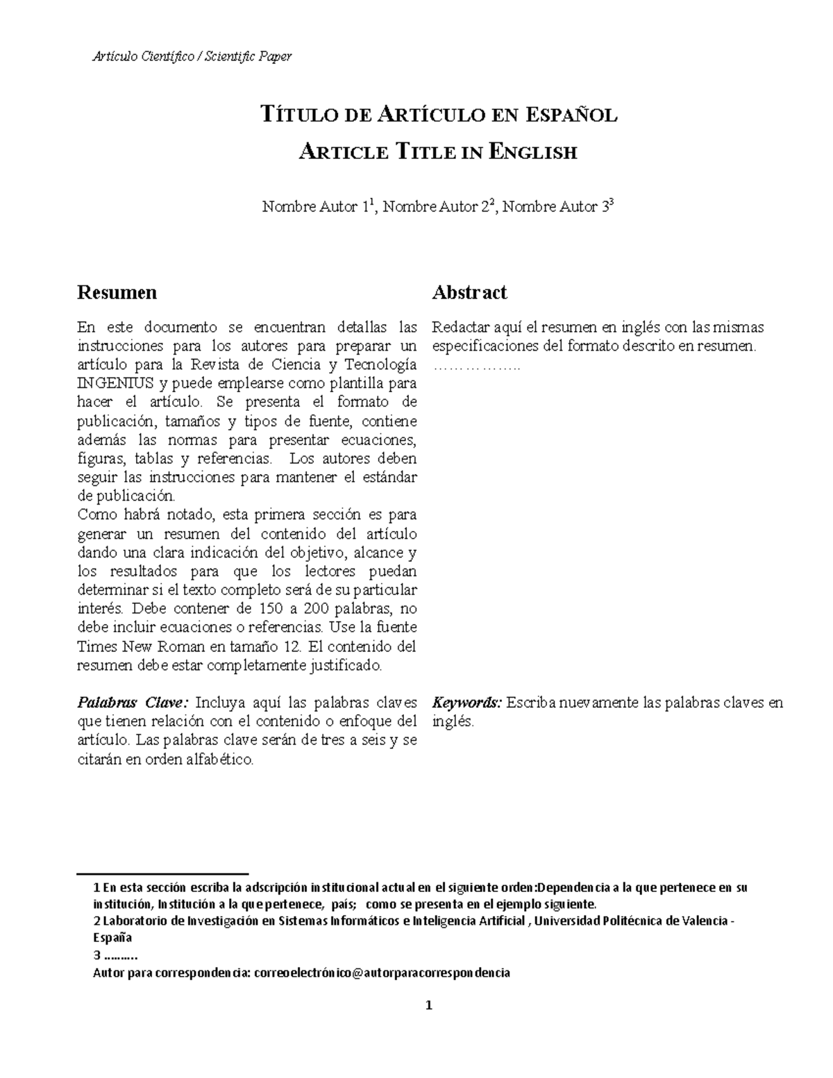 Ings Plantilla - Ingles - Artículo Científico / Scientific Paper TÍTULO ...