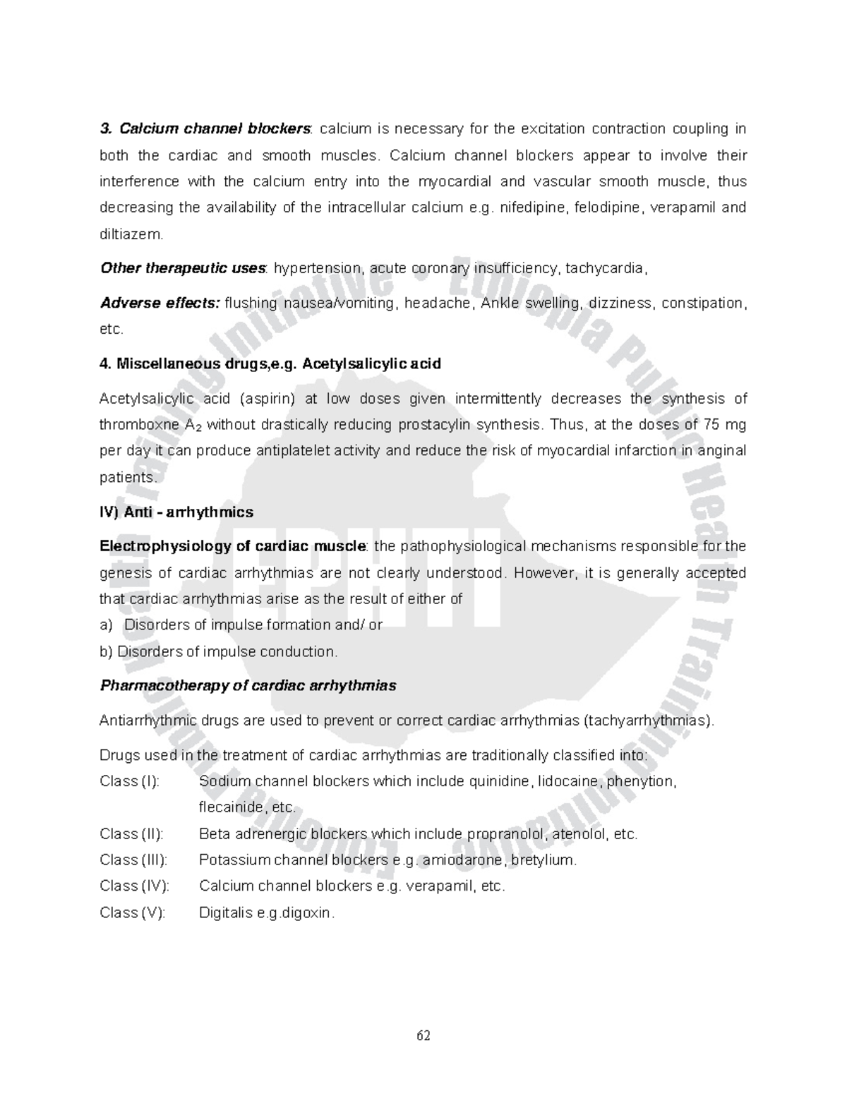 Pharmacology -pharmacotherapy Of Cardiac Arrhythmias - 62 Calcium 