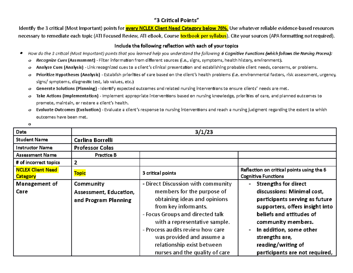 Focused Review - Remediation Document To Use For 3 Critical Points (1 ...