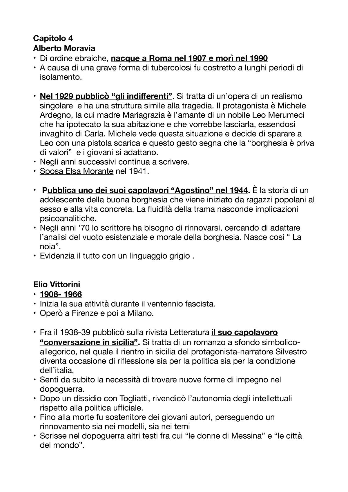 Cap.4 Novecento - Riassunto Schematico - Capitolo 4 Alberto Moravia ...